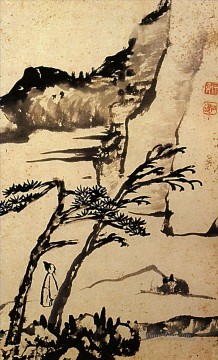 Shitao un amigo de los árboles solitarios 1698 tinta china antigua Pinturas al óleo